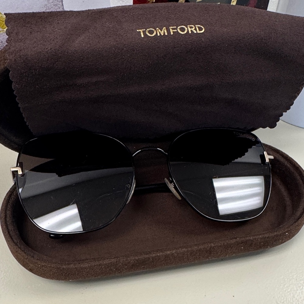 Tom Ford Black Lens Sunglasses with Gold Temple Accents